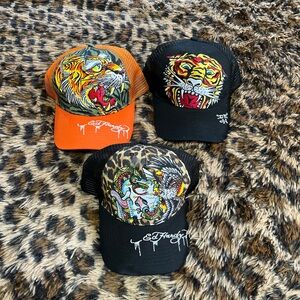 Ed Hardy Mesh Tiger & Snake Caps - Orange and Black Accents buyers choice!!